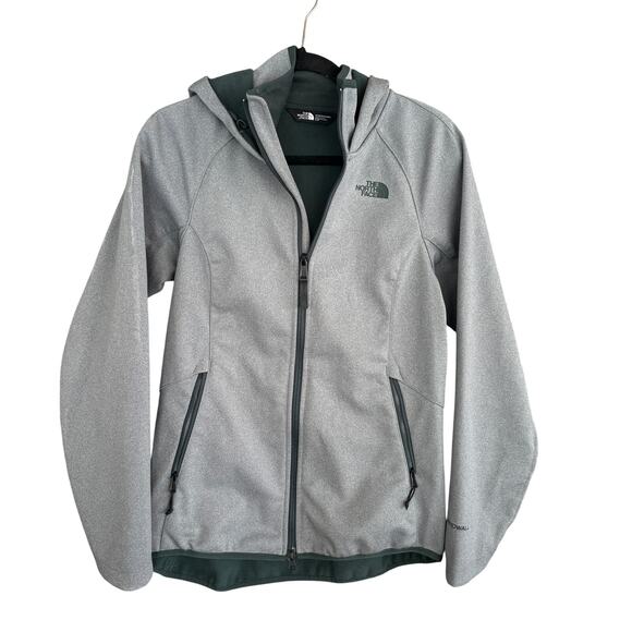 North Face Windwall Hooded Jacket S Gray Green Coat Summit Outdoors Camp Hike - Picture 1 of 7